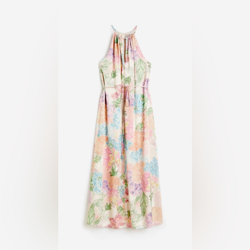 Floral satin long halter dress size medium